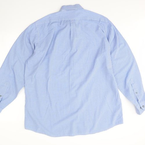 Pringle Mens Blue Plaid   Dress Shirt Size L