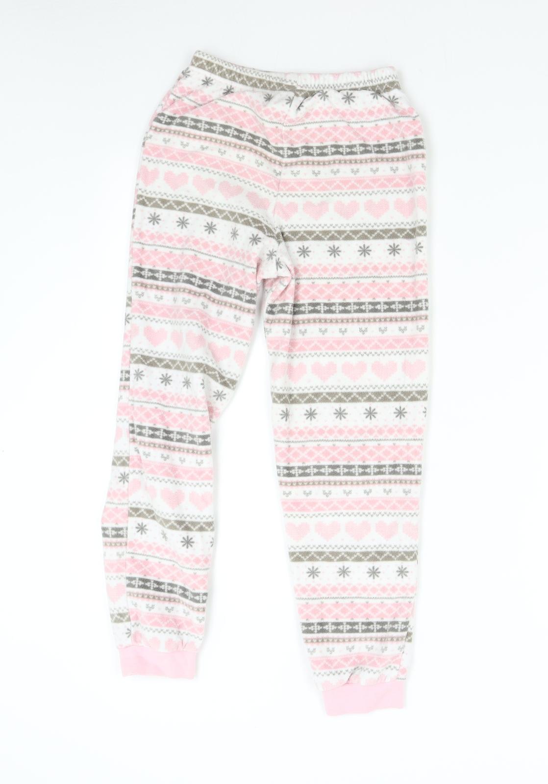 George Girls Pink Fair Isle Fleece  Pyjama Pants Size 9-10 Years