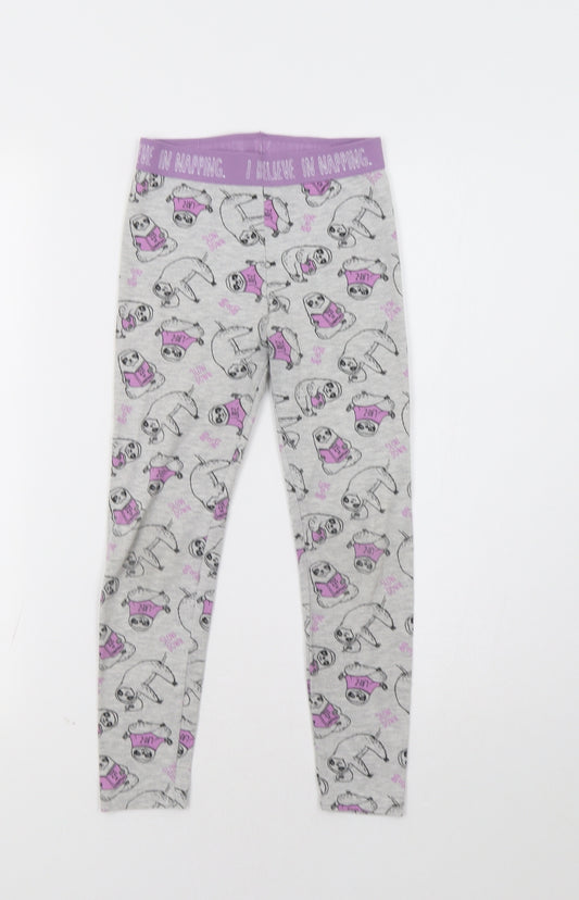 George Girls Grey    Pyjama Pants Size 7-8 Years  - Sloth Print