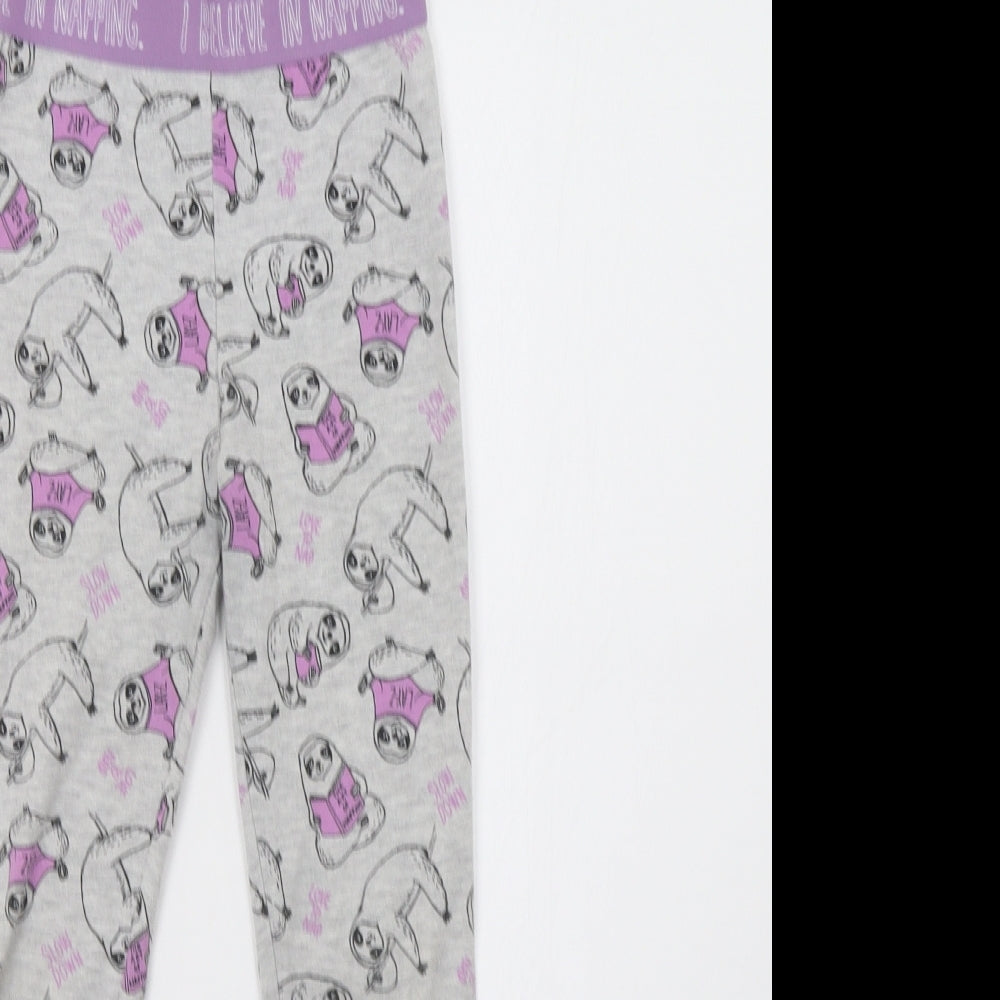 George Girls Grey    Pyjama Pants Size 7-8 Years  - Sloth Print