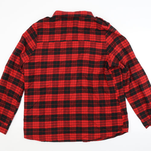 Allegra K Womens Red Check  Basic Button-Up Size XL