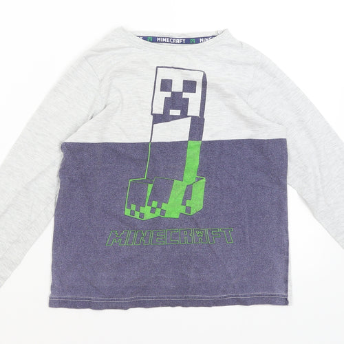Mojang Boys Grey   Basic T-Shirt Size 8-9 Years  - Minecraft