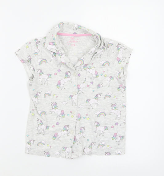 F&F Girls Grey Animal Print  Top Pyjama Top Size 6-7 Years