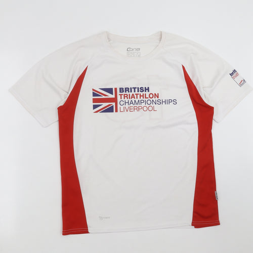 cona sport Mens White   Basic T-Shirt Size M  - triathlon championships liverpool