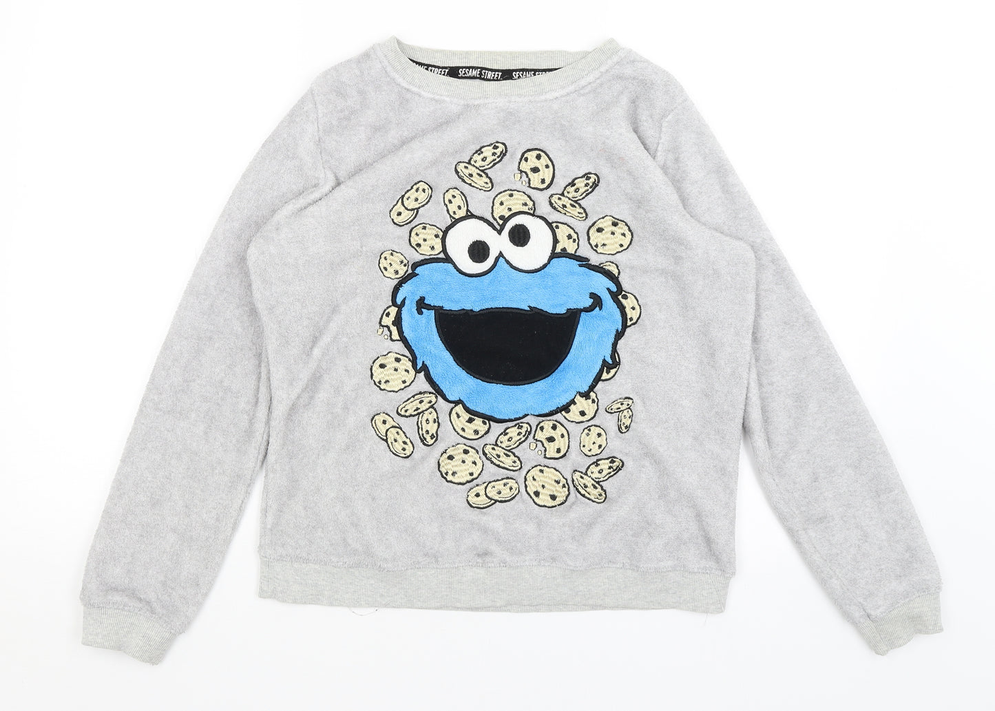 Sesame Street Womens Grey   Pullover Jumper Size S  - Cookie Monster