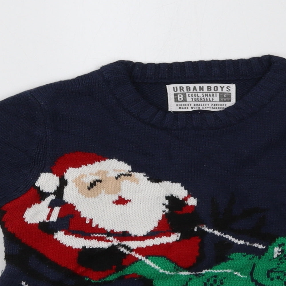 Matalan Boys Blue  Knit Pullover Sweatshirt Size 6 Years  - christmas