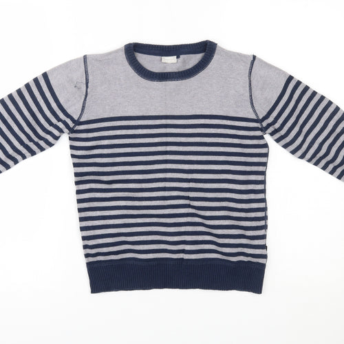 name it Boys Grey Striped  Pullover Jumper Size 7-8 Years