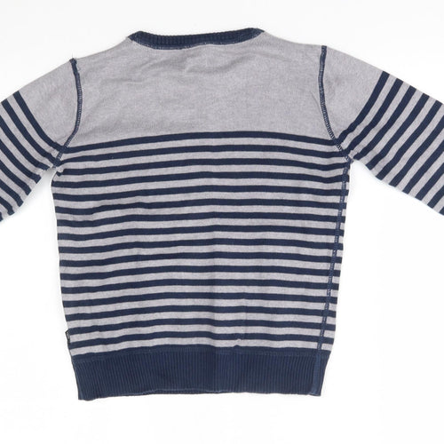 name it Boys Grey Striped  Pullover Jumper Size 7-8 Years