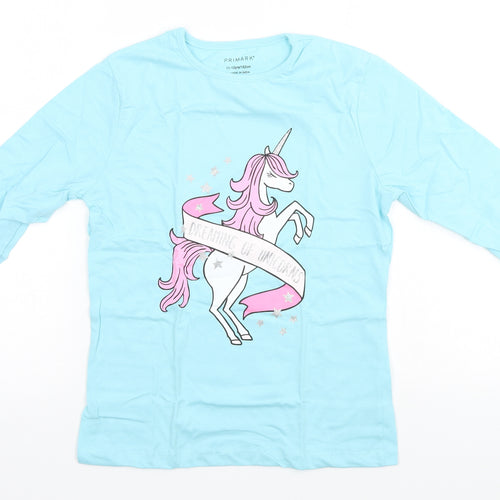 Primark Girls Blue Solid  Top Pyjama Top Size 11-12 Years  - Unicorn, Dreaming of Unicorns