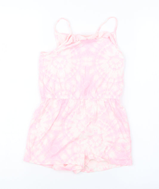 F&F Girls Pink Geometric  Playsuit One-Piece Size 5-6 Years