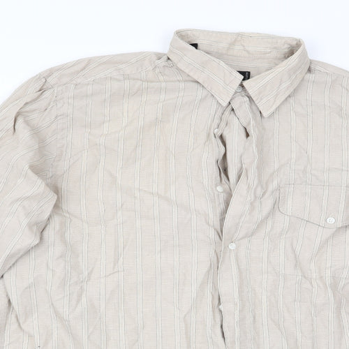 Nexxt Mens Beige Striped   Dress Shirt Size 15.5