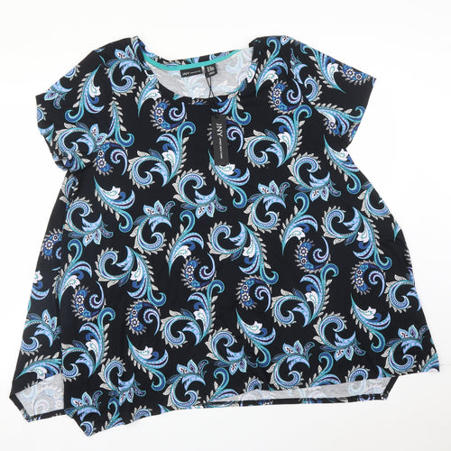 Jones New York Womens Multicoloured Paisley  Basic T-Shirt Size 2XS