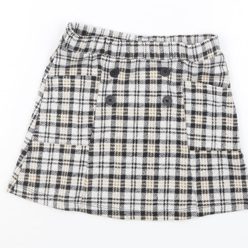 F&F Girls Beige Check  Straight & Pencil Skirt Size 6-7 Years