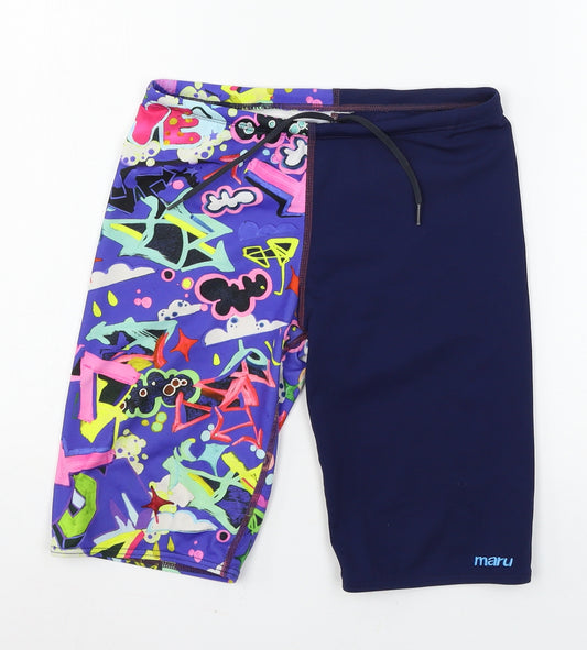 Maru Mens Multicoloured Geometric  Sweat Shorts Size 26 in - sw