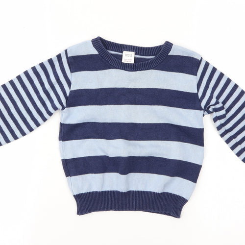 Marks and Spencer Boys Blue Striped  Pullover Jumper Size 2-3 Years