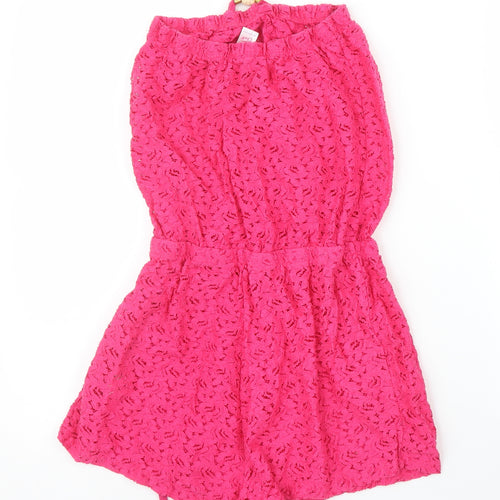 Primark Girls Pink Floral  Romper One-Piece Size 7 Years