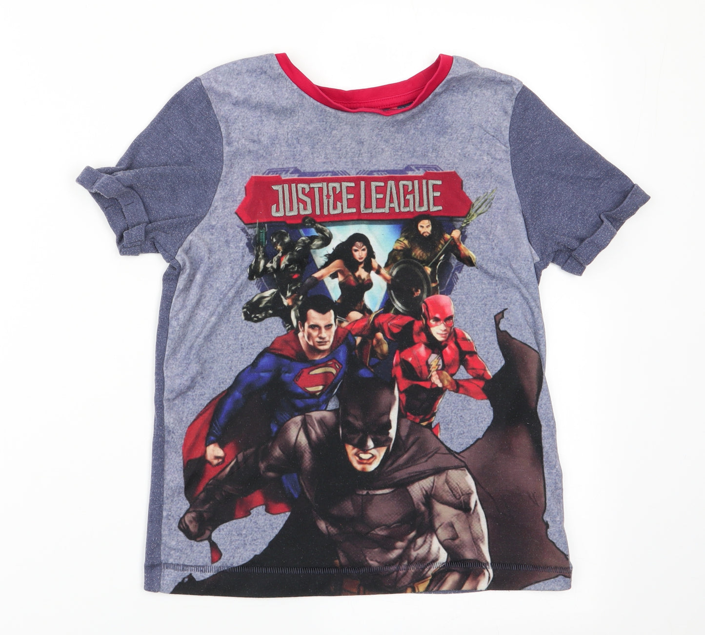 Justice League Boys Blue Solid   Pyjama Top Size 8-9 Years  - Super Heroes