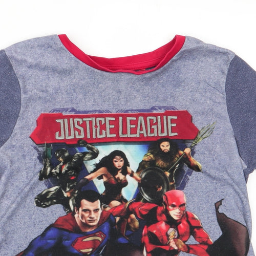 Justice League Boys Blue Solid   Pyjama Top Size 8-9 Years  - Super Heroes