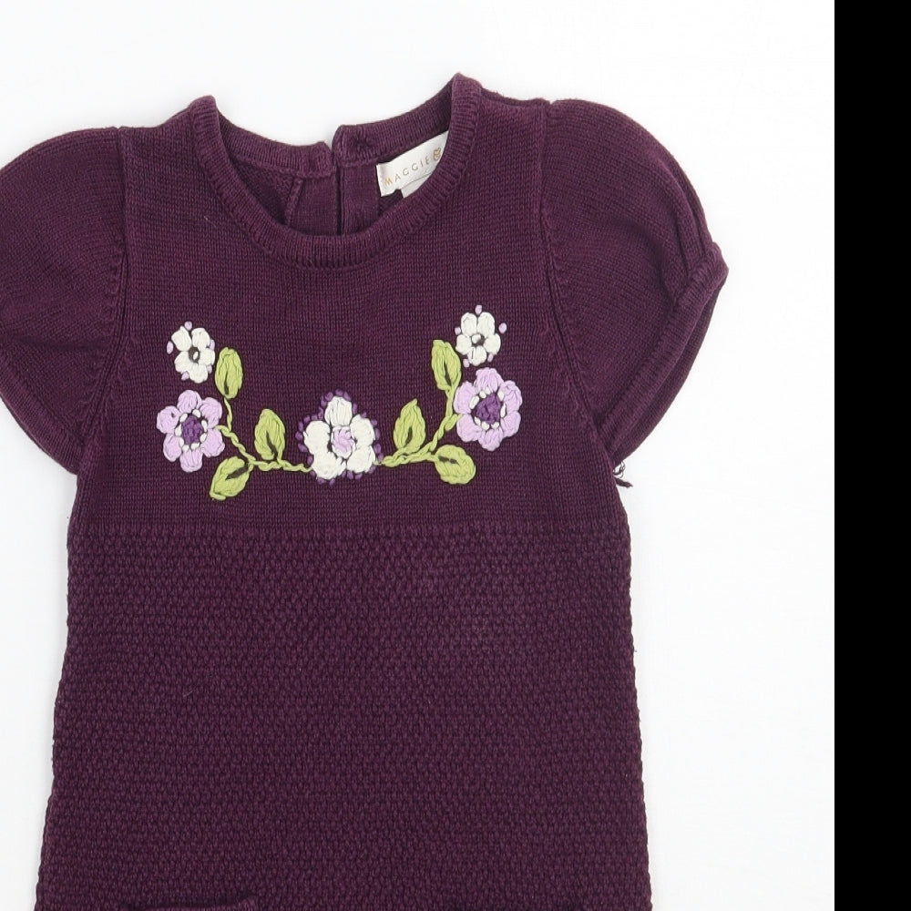 Maggie & Zoe Girls Purple Floral  A-Line  Size 4 Years