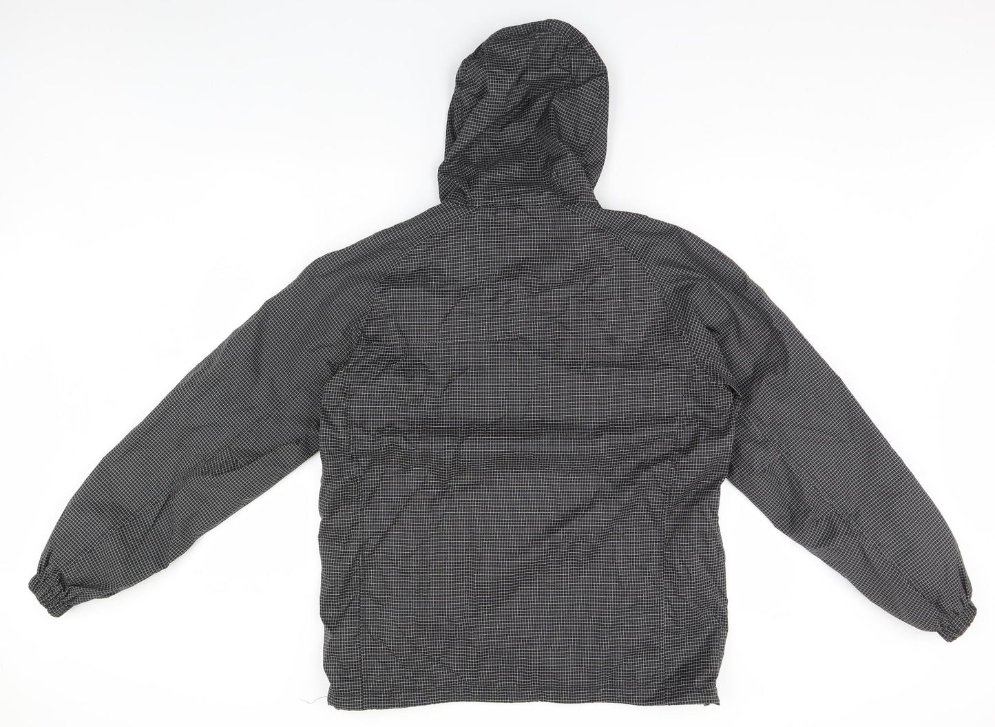 Preworn Mens Black Plaid  Rain Coat Coat Size S