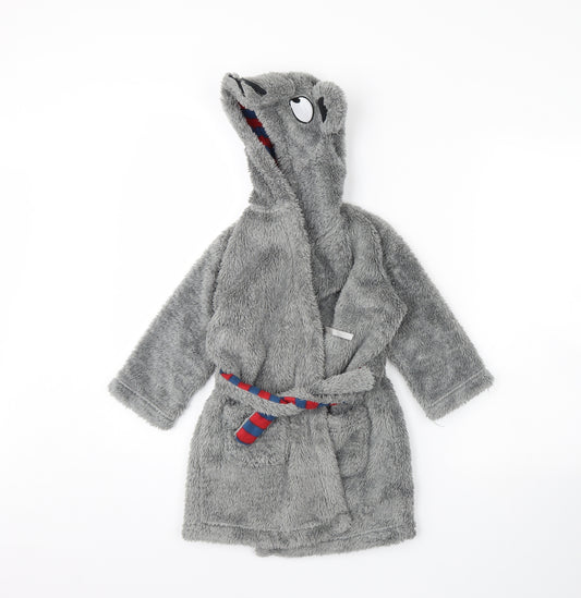 m&s Boys Grey Solid Fleece  Gown Size 2 Years
