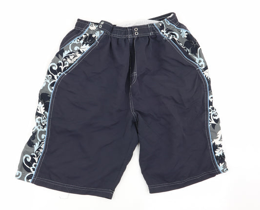 o club Mens Blue Geometric  Sweat Shorts Size M - Stretch waistband