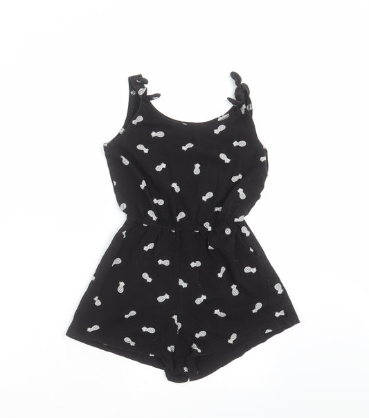 H&M Girls Black   Playsuit One-Piece Size 8-9 Years  - Pineapple Print
