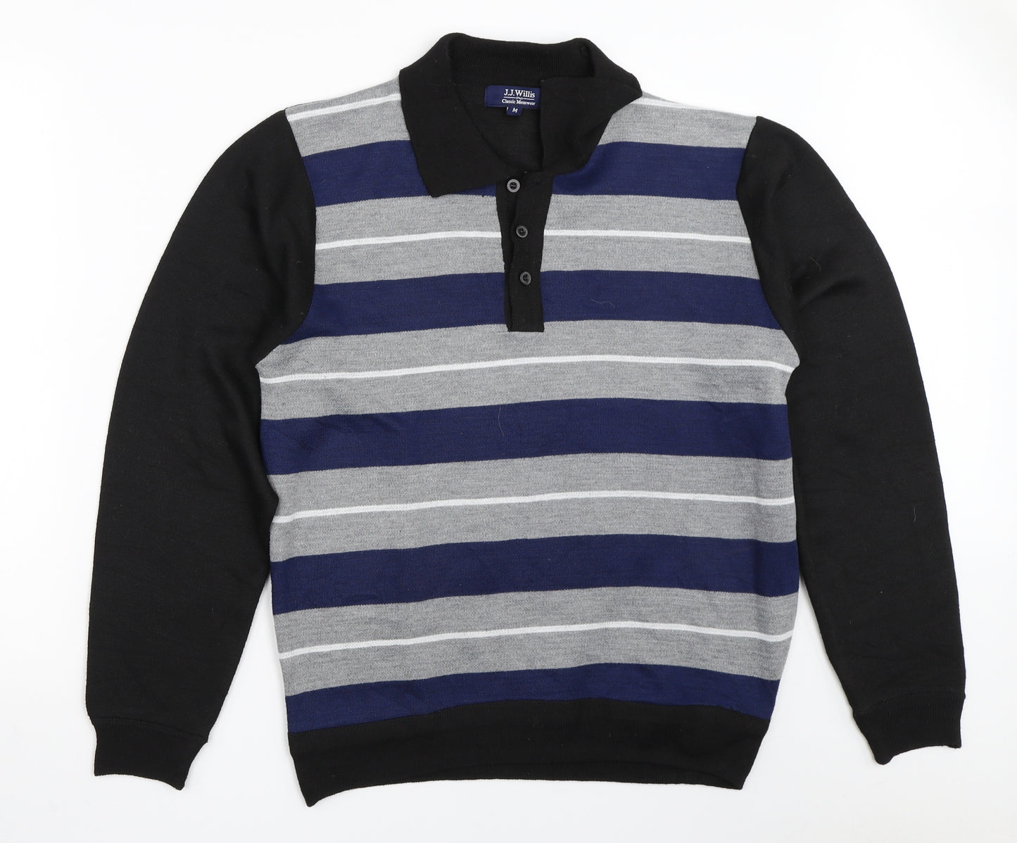 J.J.Willis Mens Blue Striped  Pullover Jumper Size M
