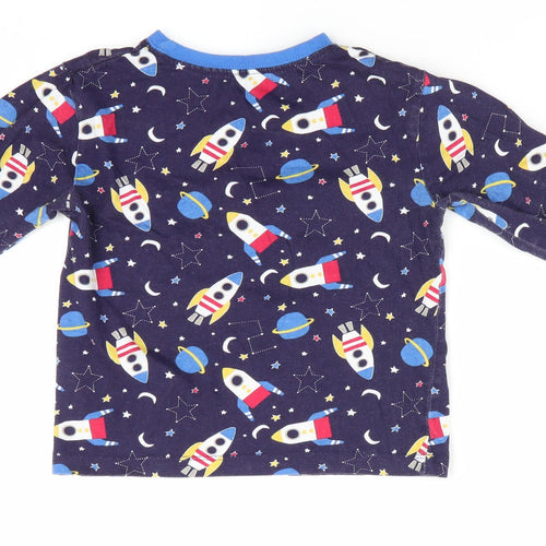 B&M Boys Blue Solid   Pyjama Top Size 3-4 Years  - Spaceships