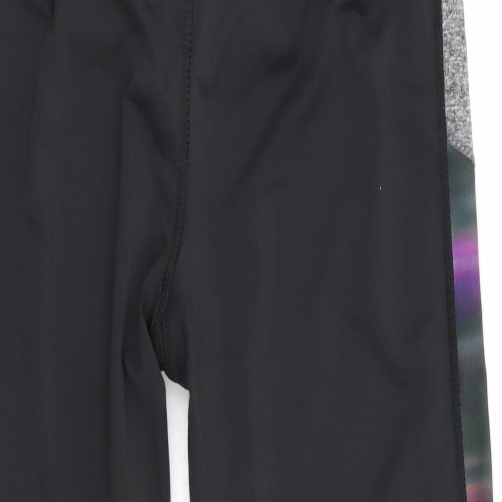 Workout Womens Black Colourblock  Cropped Leggings Size 10 L17 in