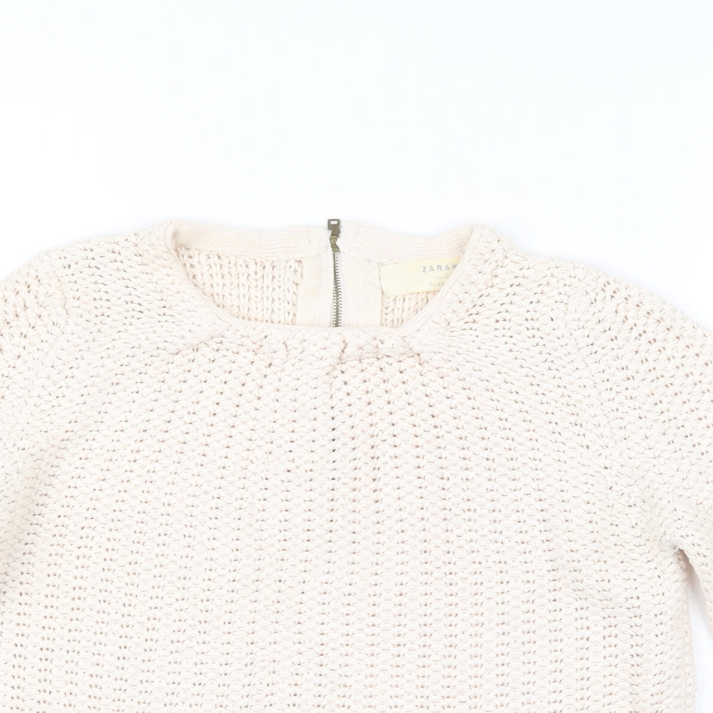 Zara Knit Womens Beige  Knit Pullover Jumper Size S