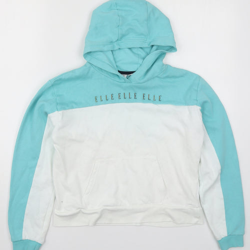 ELLE Girls Blue Colourblock  Pullover Hoodie Size 12-13 Years