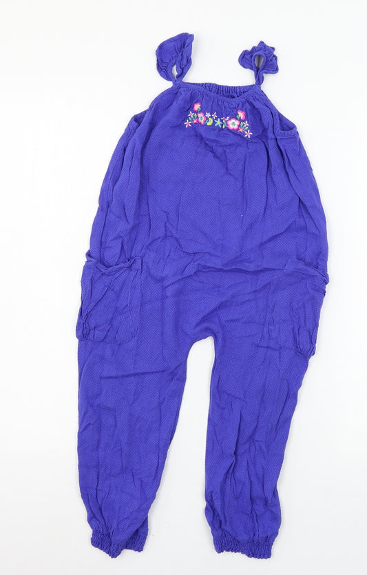 Matalan Girls Blue Floral  Jumpsuit One-Piece Size 3-4 Years