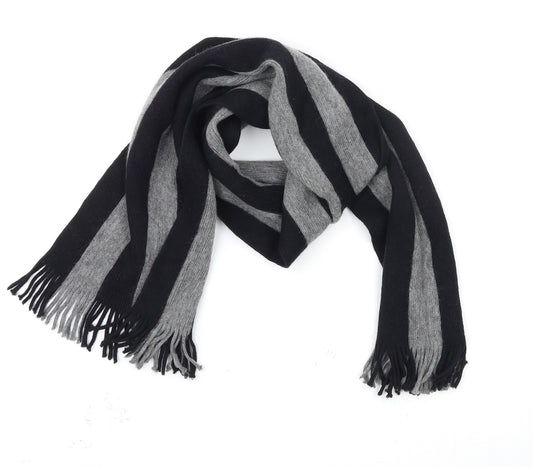 French Connection Mens Grey Striped  Rectangle Scarf Scarf One Size