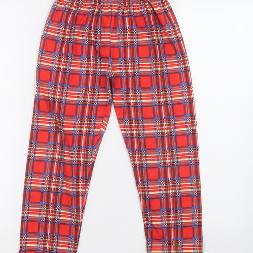 Preworn Boys Red Check   Pyjama Pants Size 8 Years