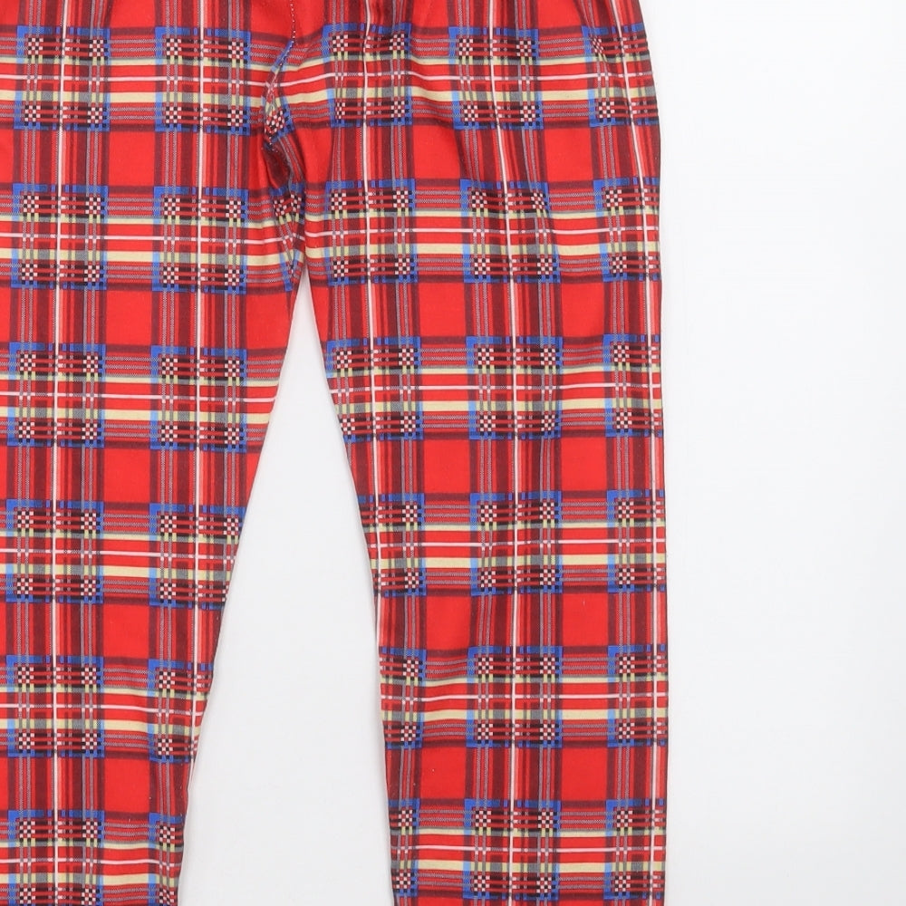 Preworn Boys Red Check   Pyjama Pants Size 8 Years