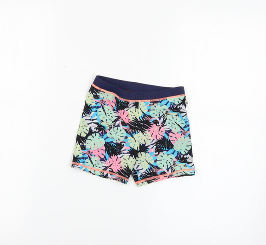 George Girls Black Floral  Sweat Shorts Size 4-5 Years