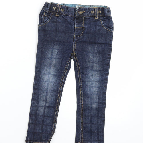 mamas and papaas Boys Blue Check  Straight Jeans Size 2-3 Years