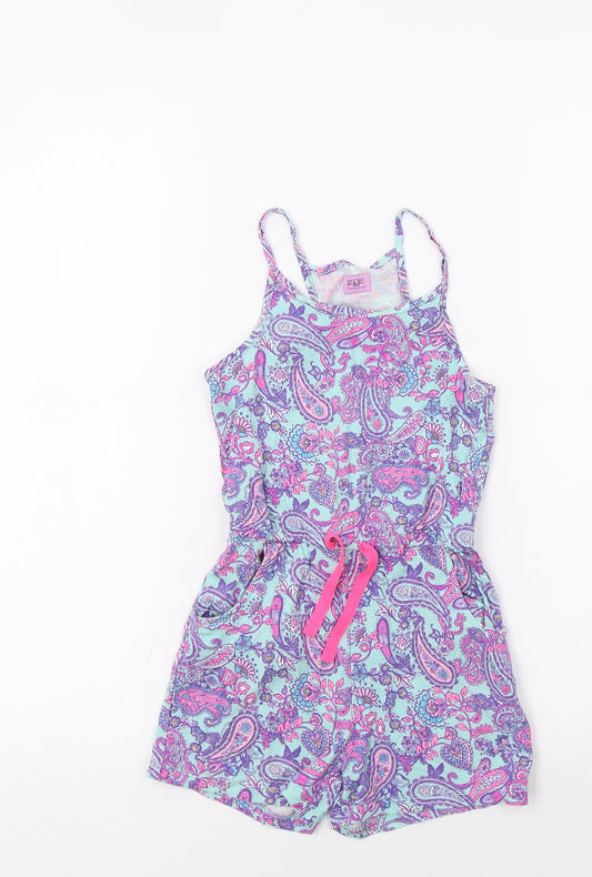 F&F Girls Purple Paisley  Playsuit One-Piece Size 5-6 Years
