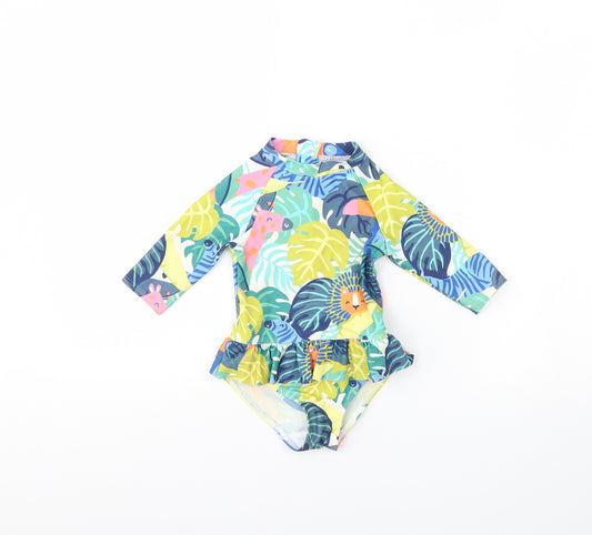 m&s Girls Multicoloured Animal Print  Bodysuit One-Piece Size 2 Years