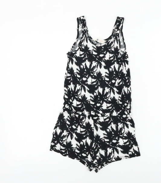 H&M  Girls Black Floral  Jumpsuit One-Piece Size 9-10 Years