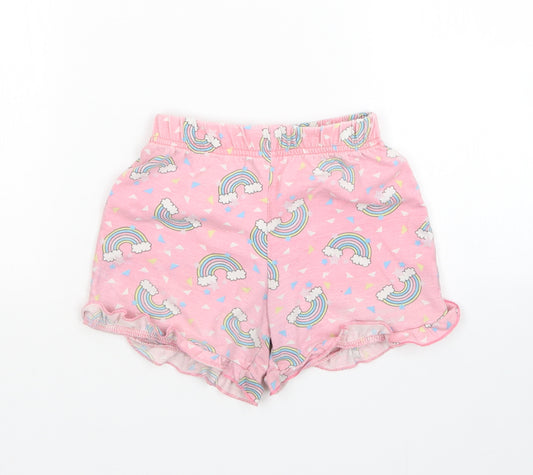 QTEE Girls Pink Polka Dot   Sleep Shorts Size 6-7 Years