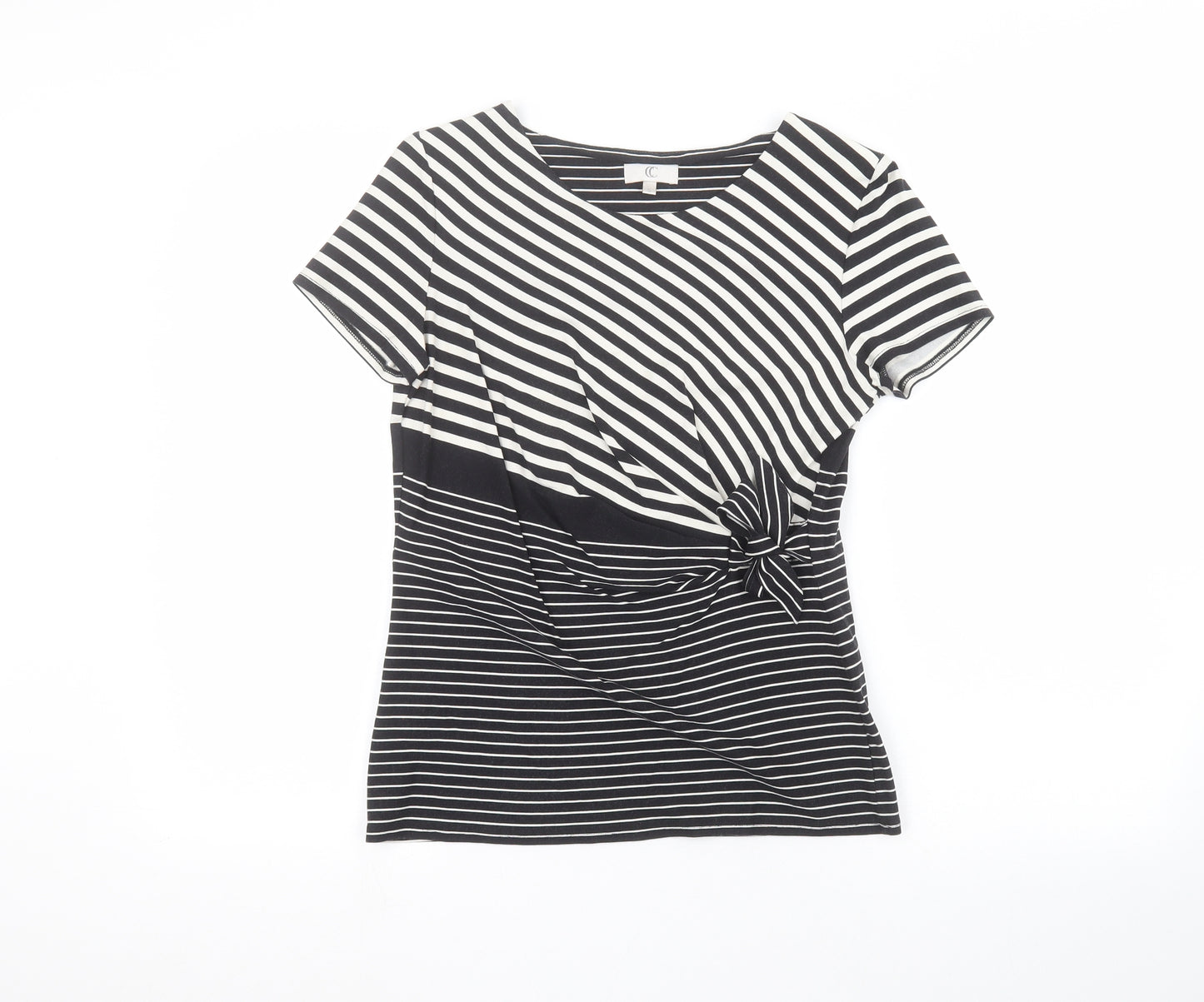 Country Club Womens Black Striped  Basic T-Shirt Size S