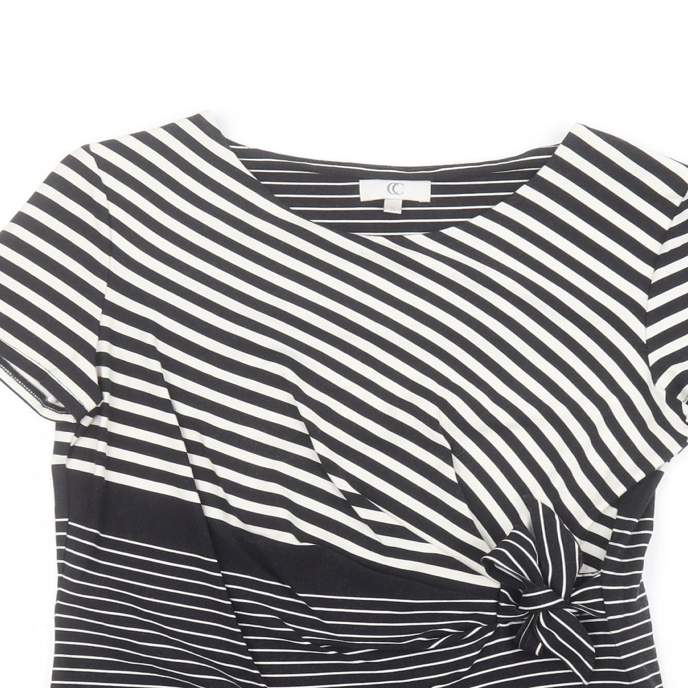 Country Club Womens Black Striped  Basic T-Shirt Size S