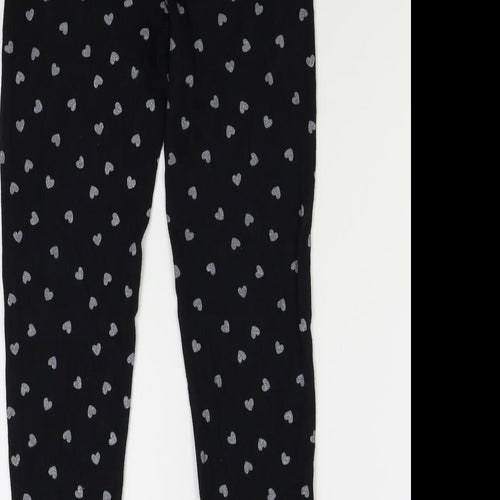 George Girls Black Solid   Pyjama Pants Size 9-10 Years  - Hearts