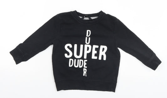 George Boys Black   Pullover Jumper Size 2-3 Years  - Super Duper Dude