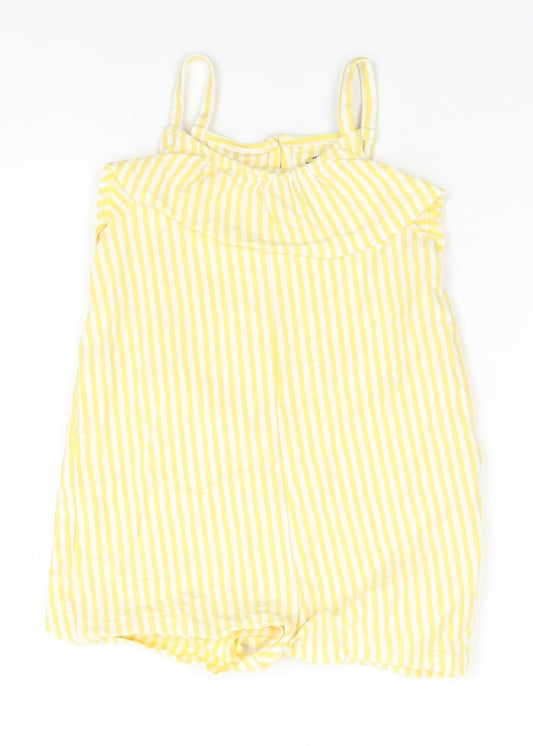 F&F Girls Yellow Striped  Jumpsuit One-Piece Size 3-4 Years