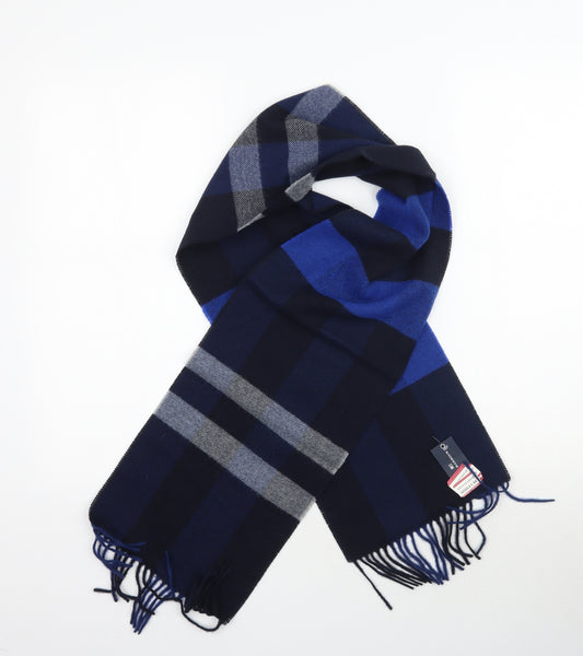 Marks and Spencer Unisex Blue Plaid Knit Scarf  One Size