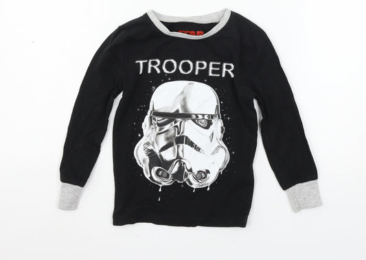 Character.com Boys Black Geometric Jersey  Pyjama Top Size 5 Years  - Storm Trooper