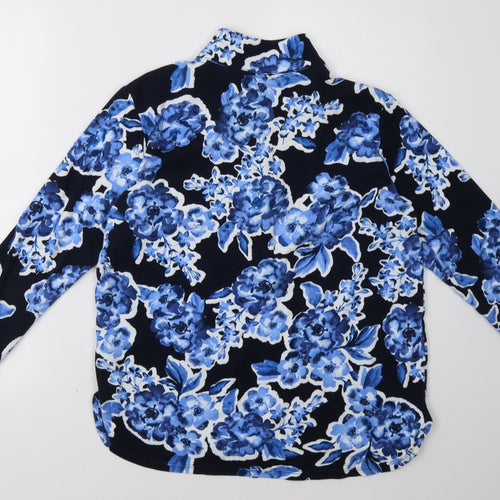 Jones New York Womens Blue Floral  Pullover Sweatshirt Size L